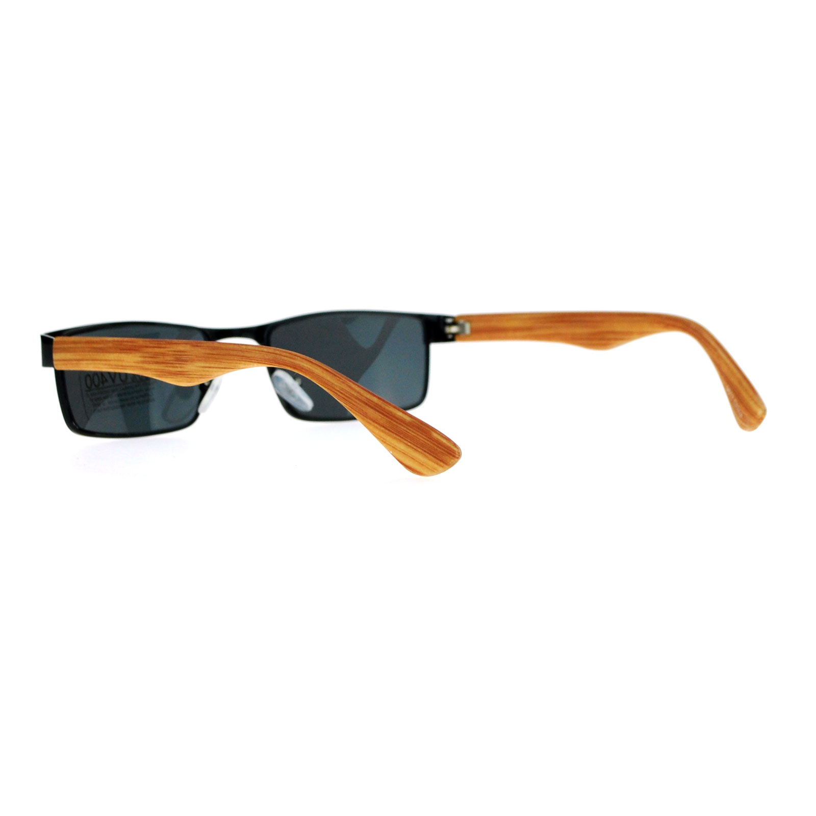 SA106 Mens Snug Minimal Narrow Rectangular Metal Rim Sunglasses