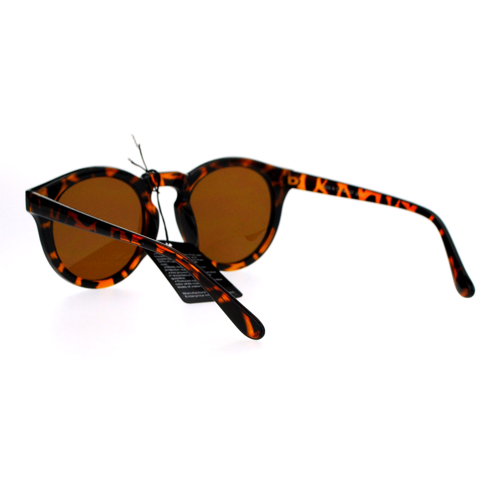 SA106 Retro Round Hipster Sunglasses - Flat Lens Horn Rim Keyhole Bridge - UV400 Polycarbonate