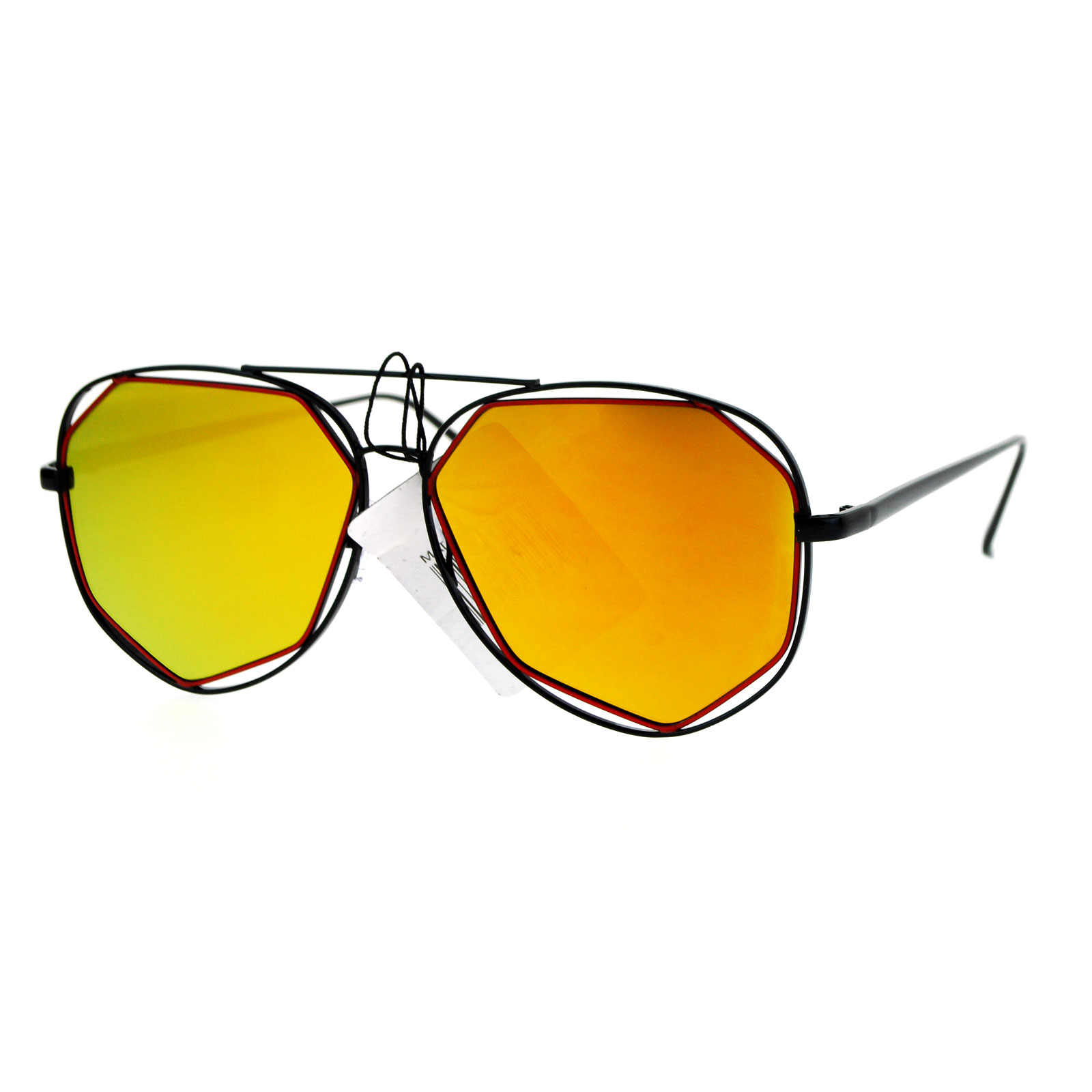 Sa106 Mirror Double Octagon Metal Rim Mens Aviator Sunglasses Ebay