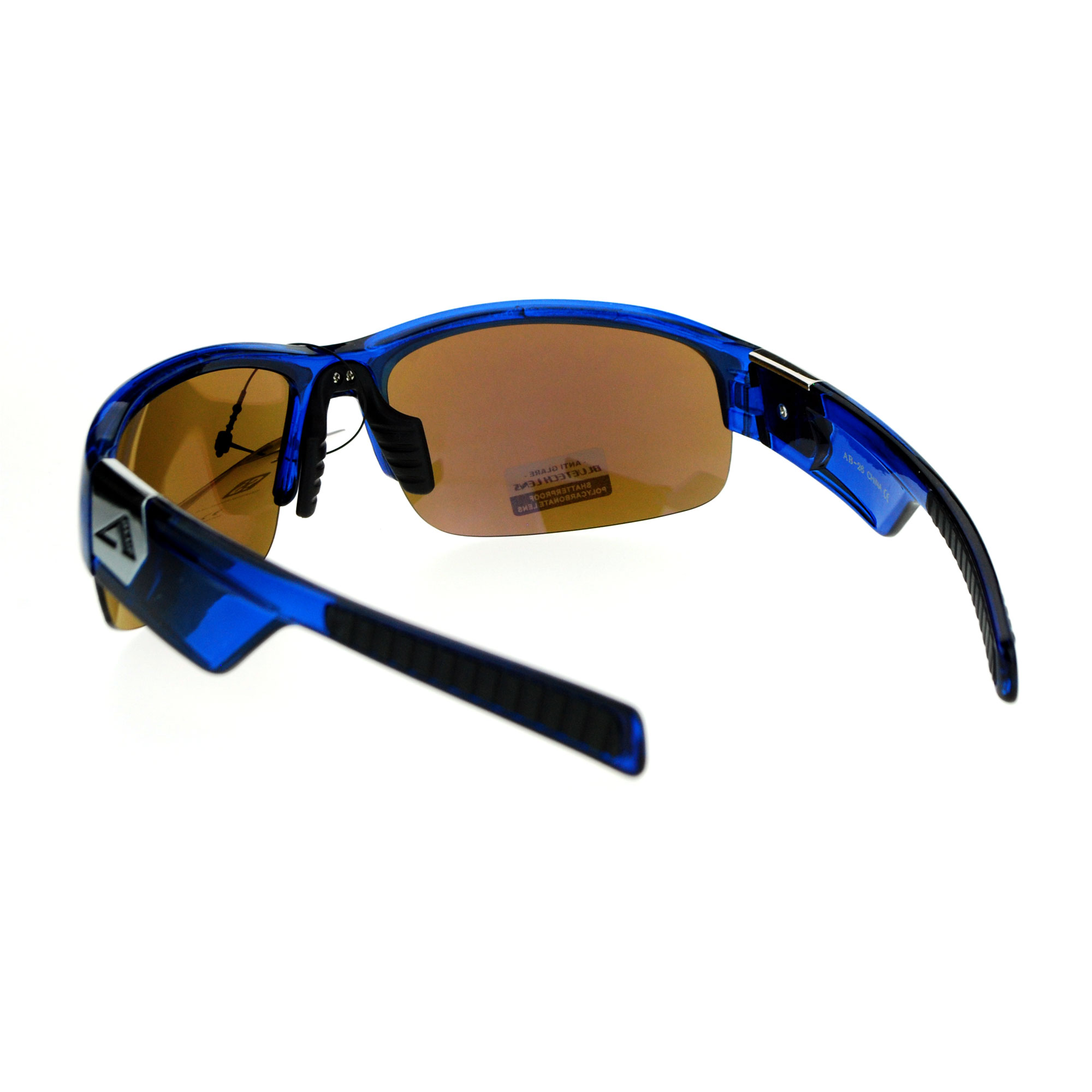 Sa106 Mens Rectangular Baseball Half Rim Sport Color Mirrored Lens Sunglasses Ebay 