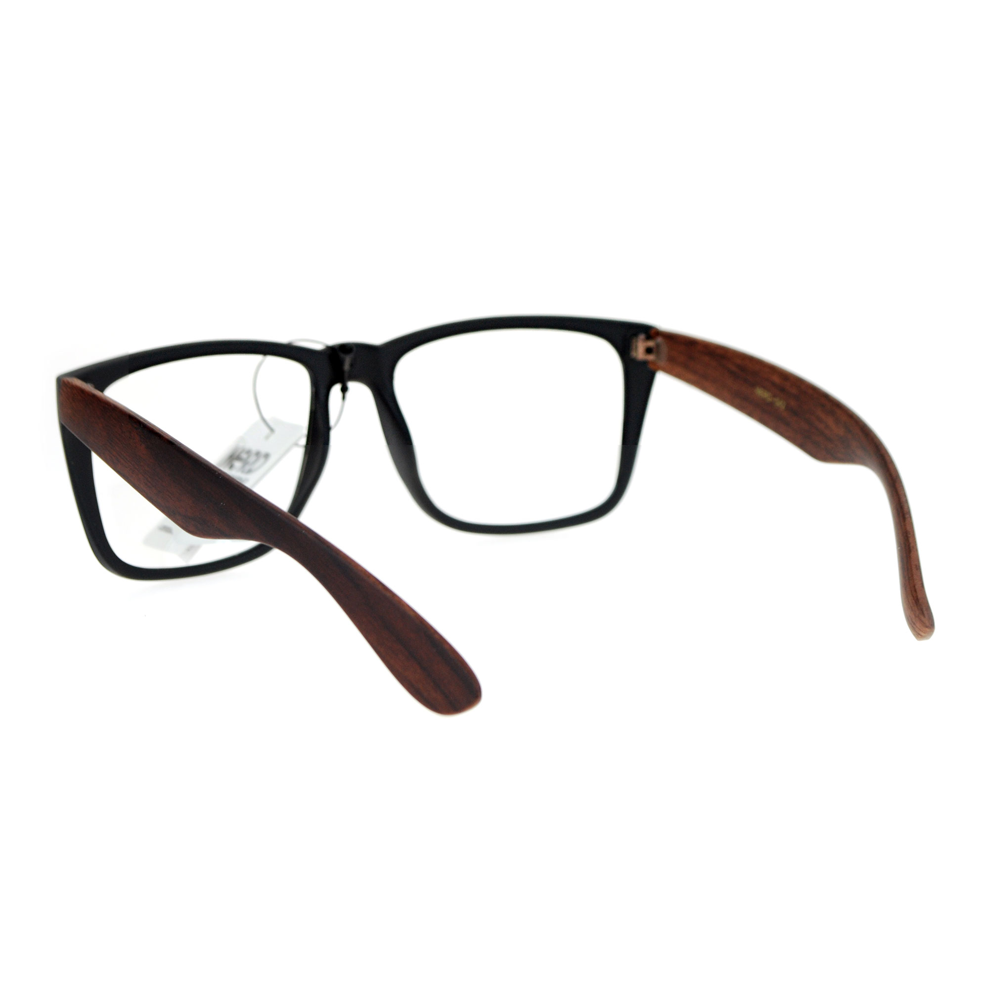 Sa106 Wood Grain Arm Large Rectangular Clear Lens Eye Glasses Ebay 7986