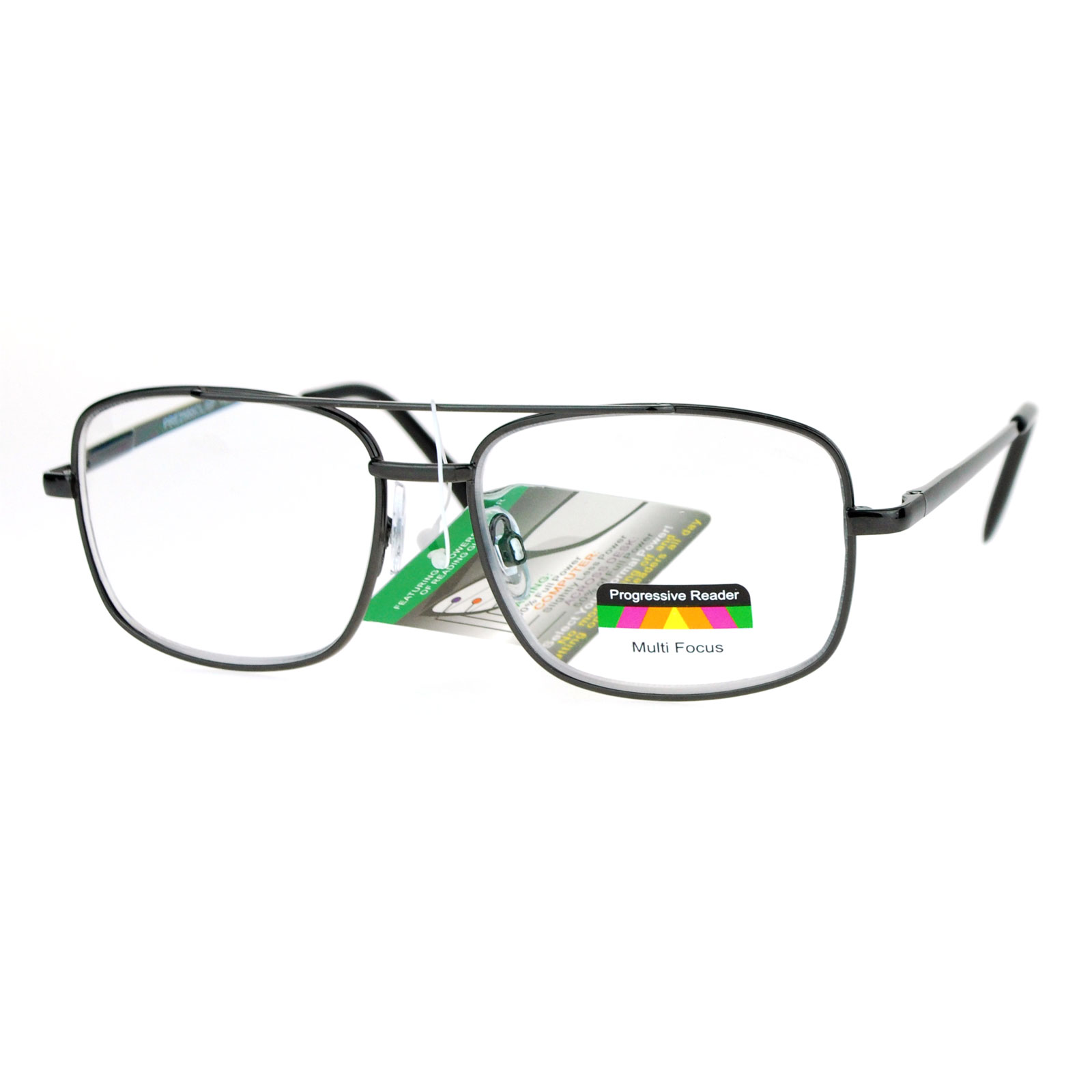 Sa106 Rectangular Metal Frame Multi 3 Focus Progressive Reading Glasses Ebay