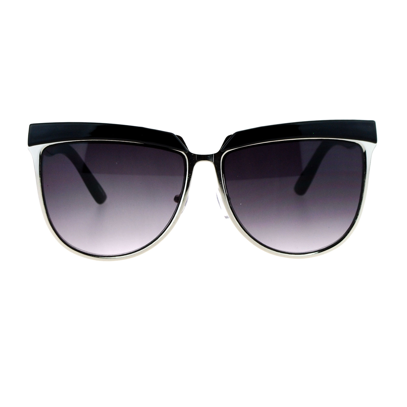 Womens Oversize Metal Rim Rectangular Butterfly Sunglasses 