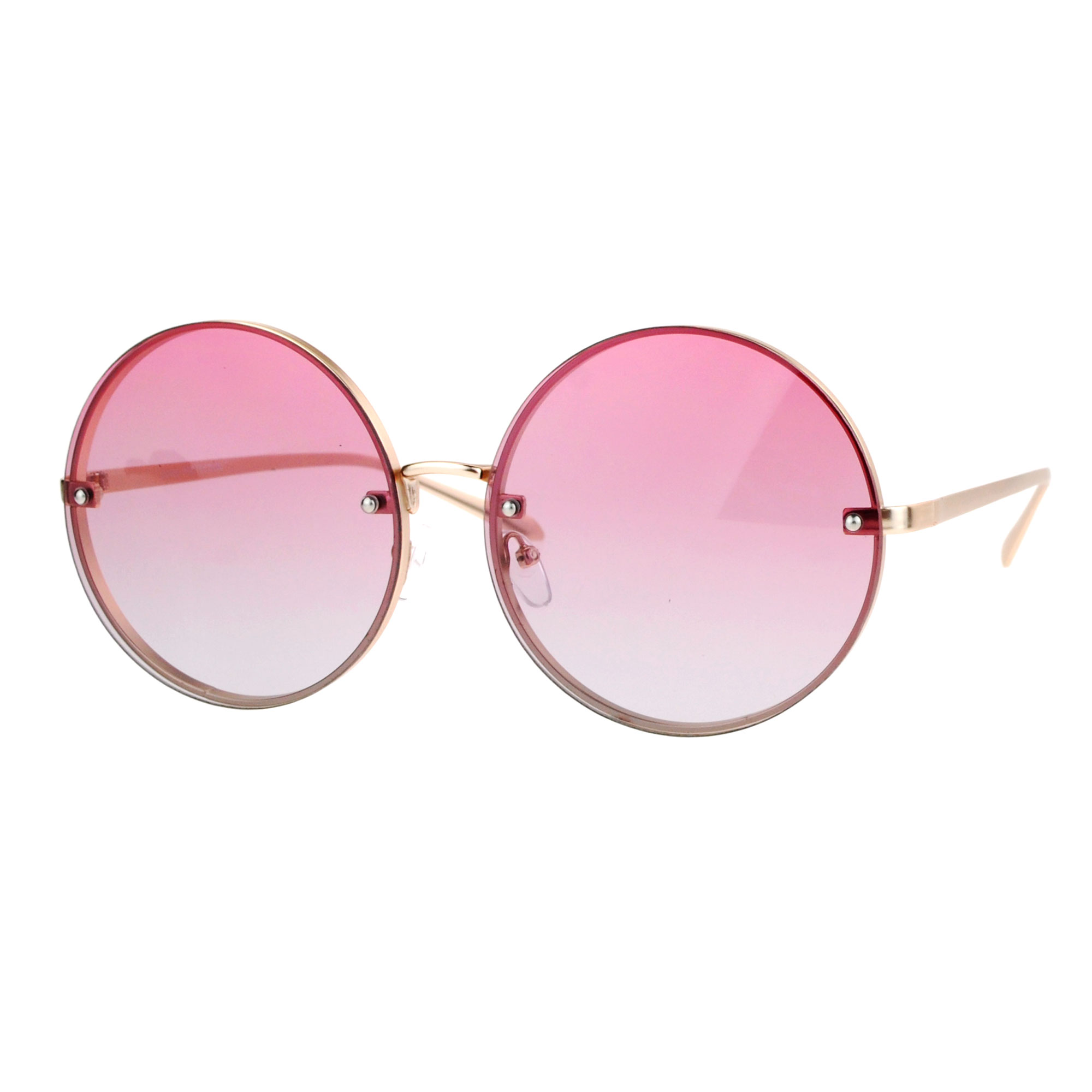 Sa106 Rimless Hippie Round Circle Oceanic Color Lens Womens Sunglasses