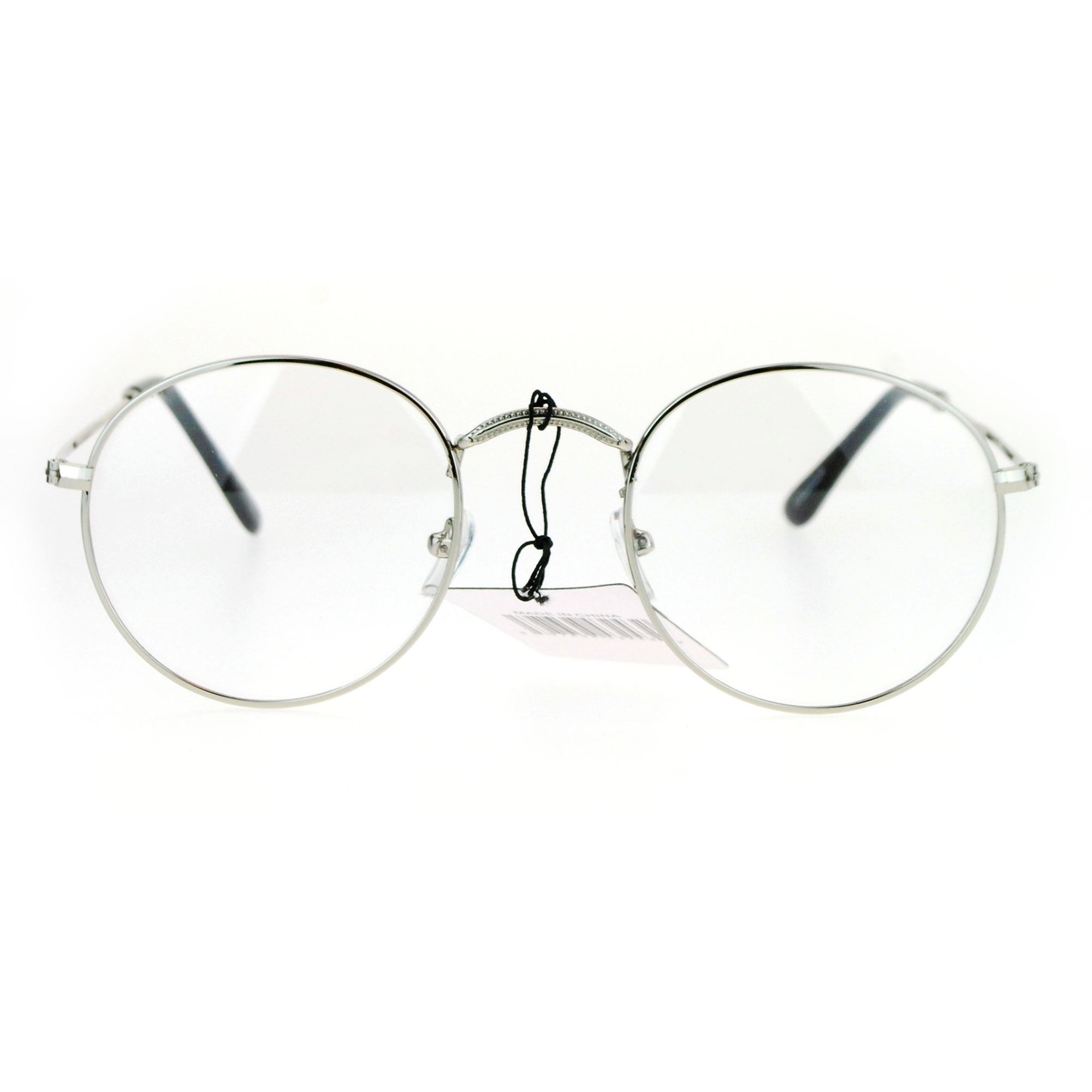 Sa106 90s Round Wire Rim Nerdy School Vintage Clear Lens Eye Glasses Ebay 