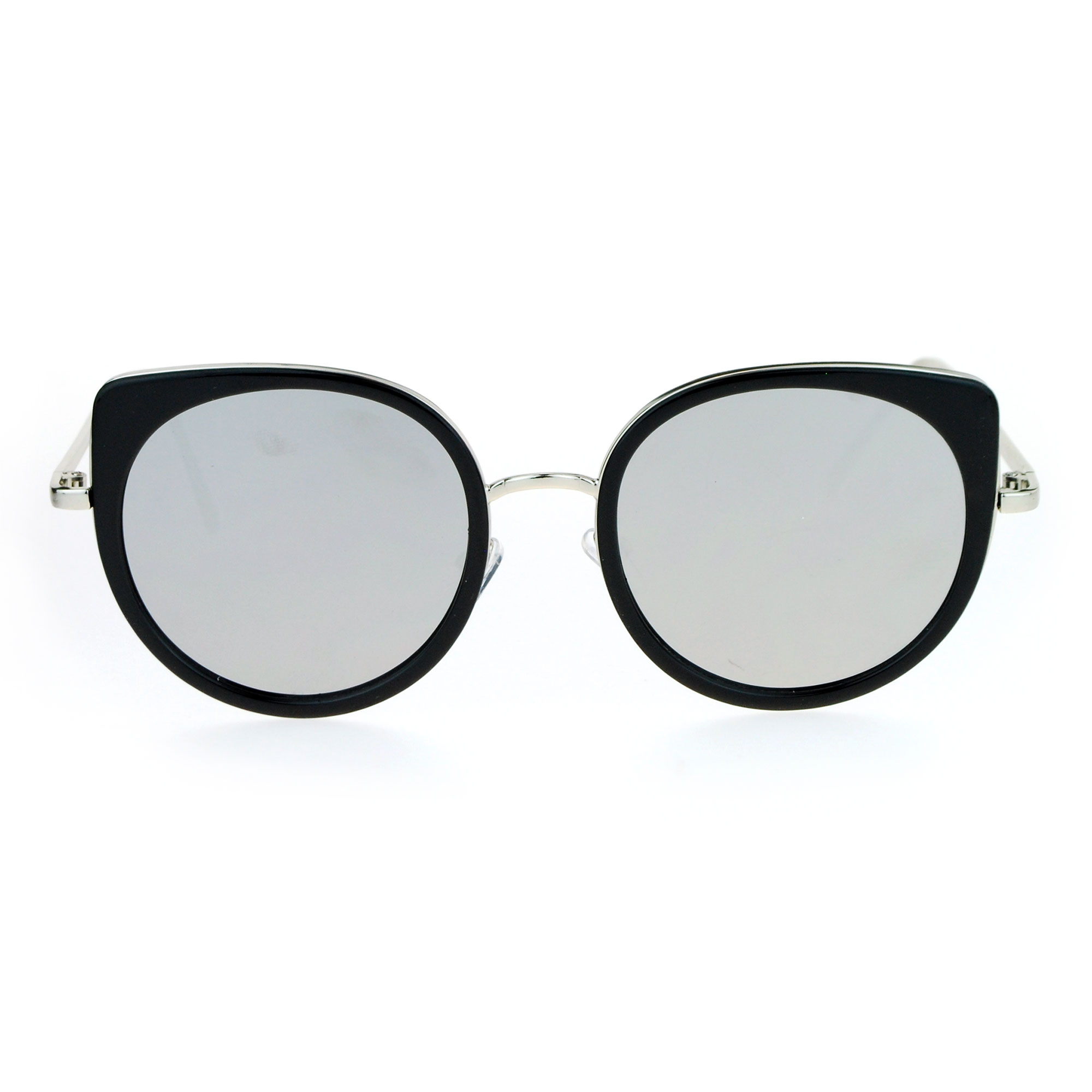 Sa106 Flat Color Mirrored Round Cat Eye Womens Retro Sunglasses Ebay