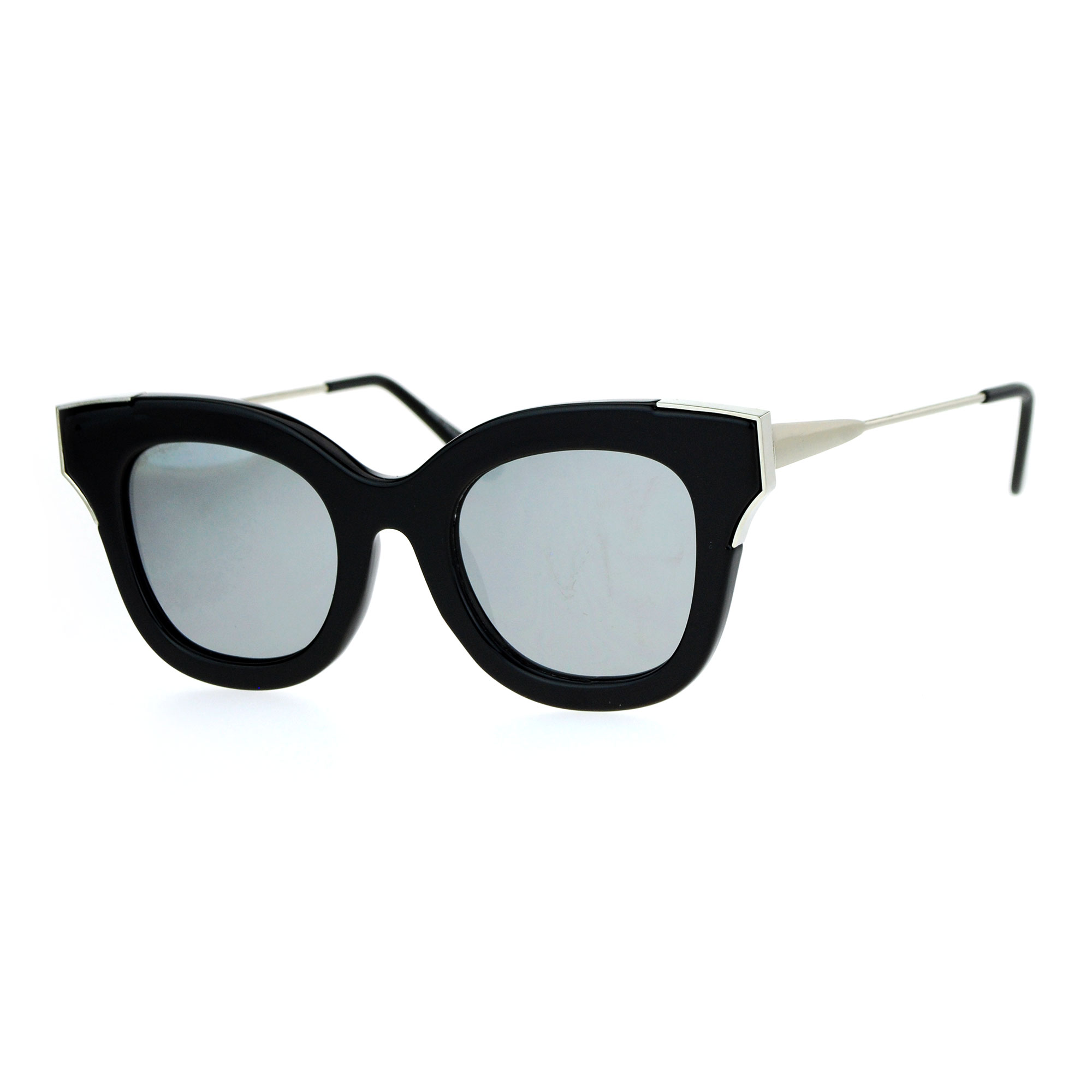 SA106 Cat Eye Damen-Retro-Sonnenbrille farbig verspiegelt Hornrand flache Gläser - Bild 7 von 12