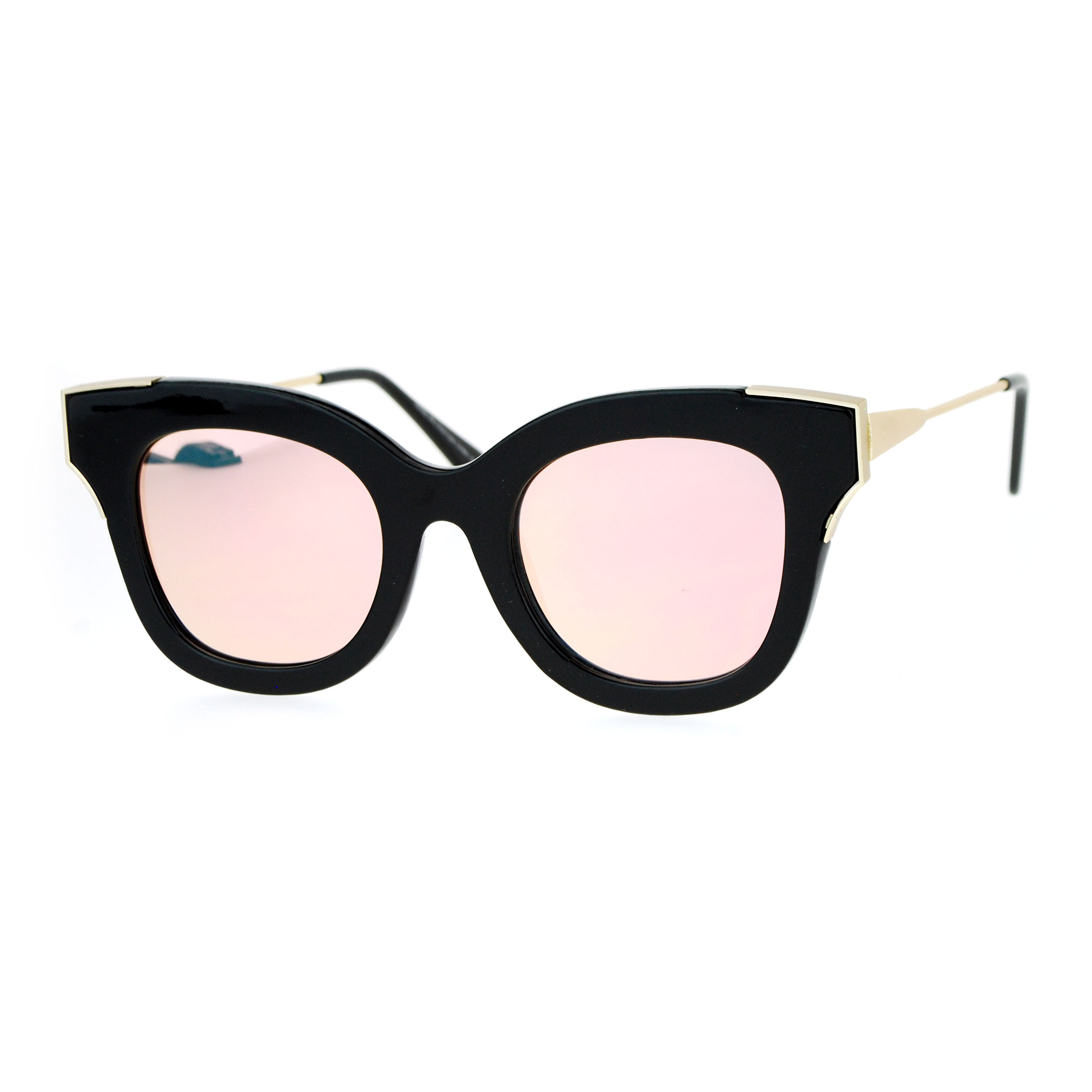 SA106 Cat Eye Damen-Retro-Sonnenbrille farbig verspiegelt Hornrand flache Gläser - Bild 10 von 12