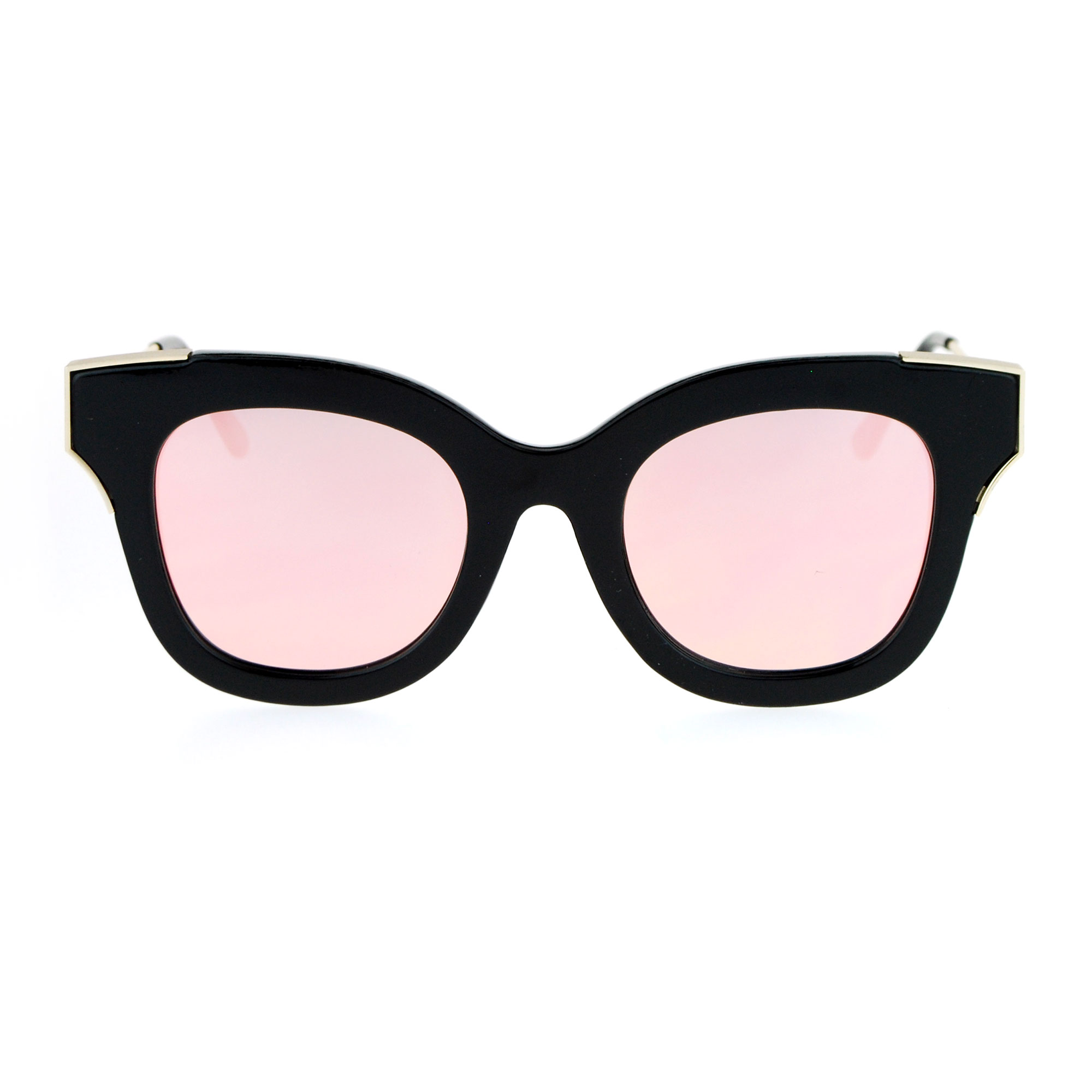 SA106 Cat Eye Damen-Retro-Sonnenbrille farbig verspiegelt Hornrand flache Gläser - Bild 11 von 12