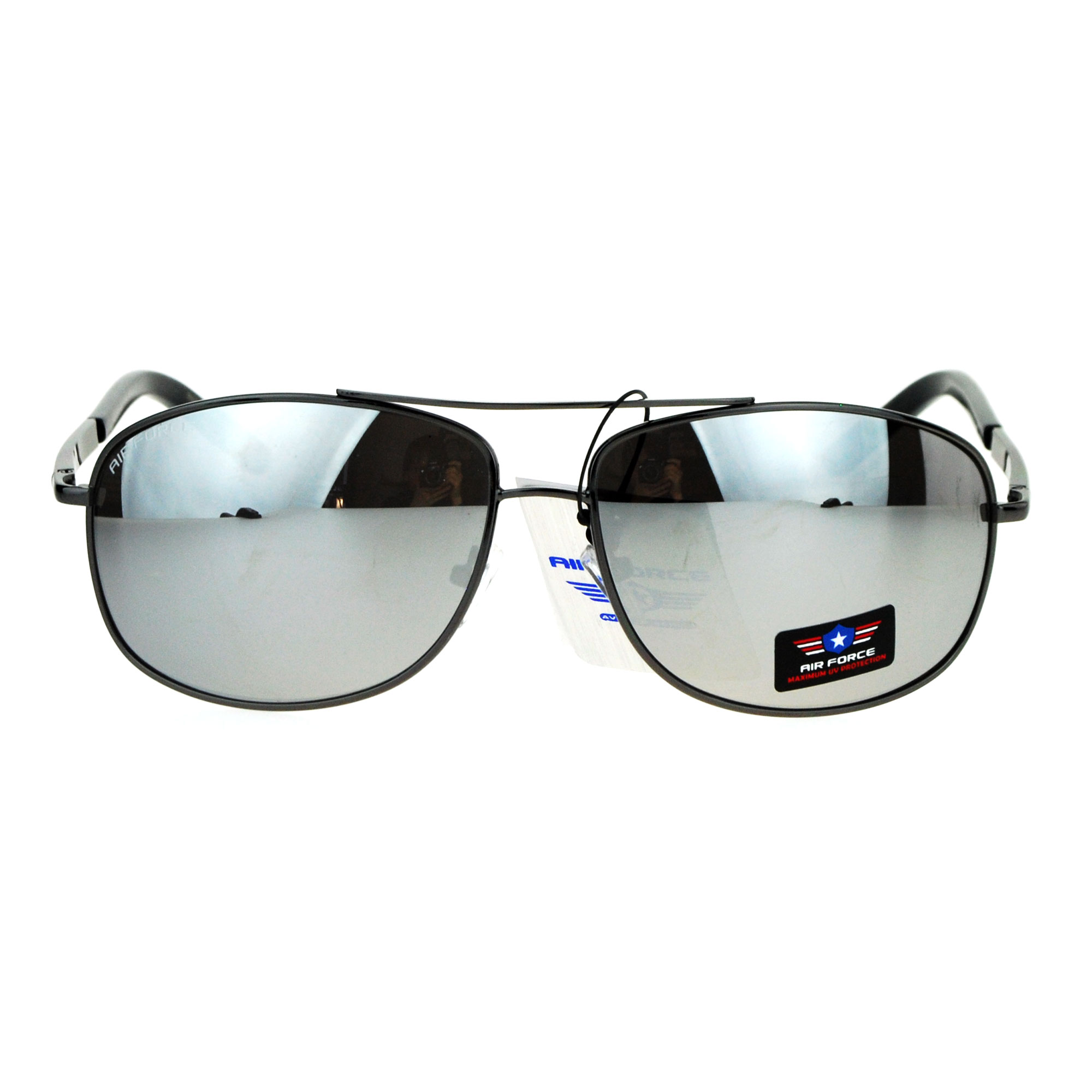 Mens Mirror Lens Narrow Rectangular Police Metal Rim