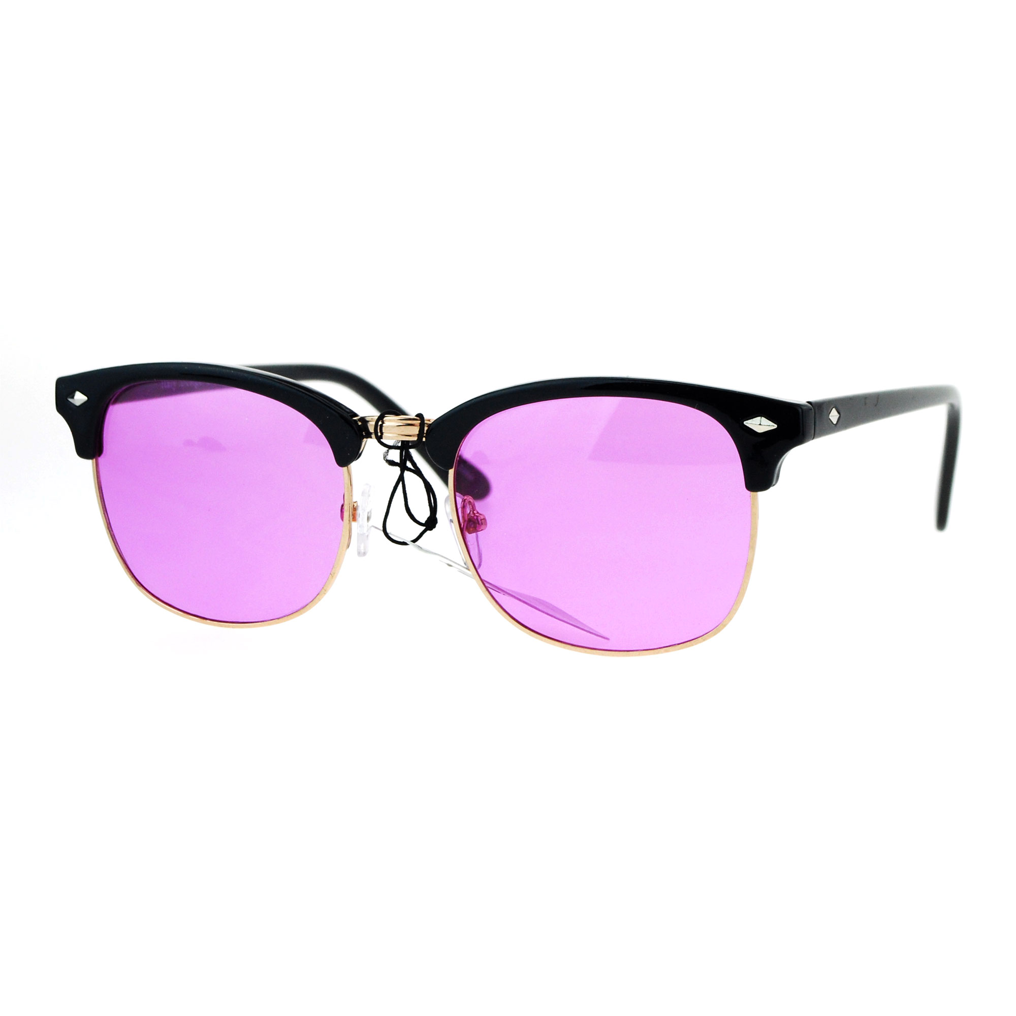 Mens Color Lens Half Horn Rim Classic Hipster Dj Sunglasses Ebay