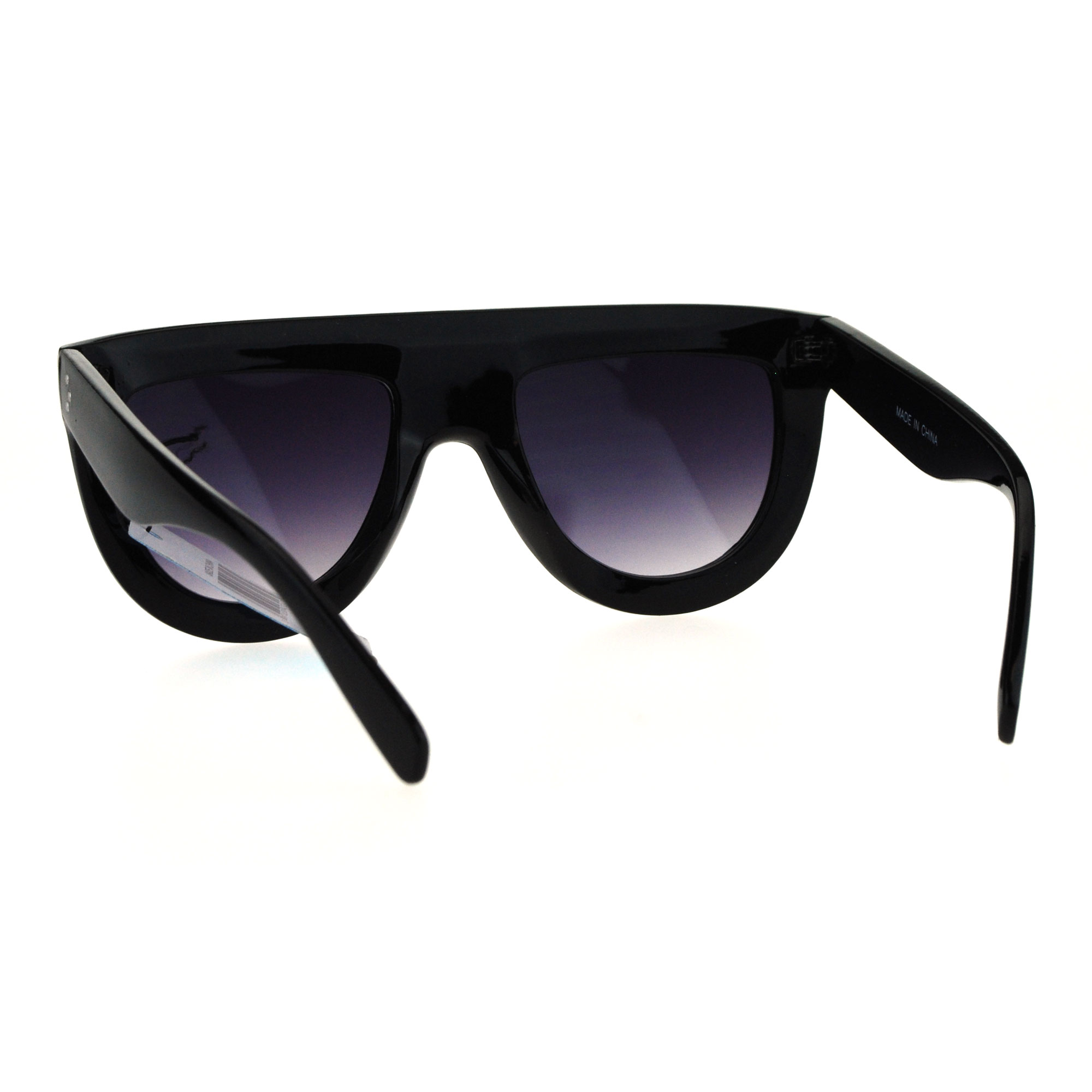 Womens Oversize Flat Top Rectangular Mob Racer Plastic Sunglasses 