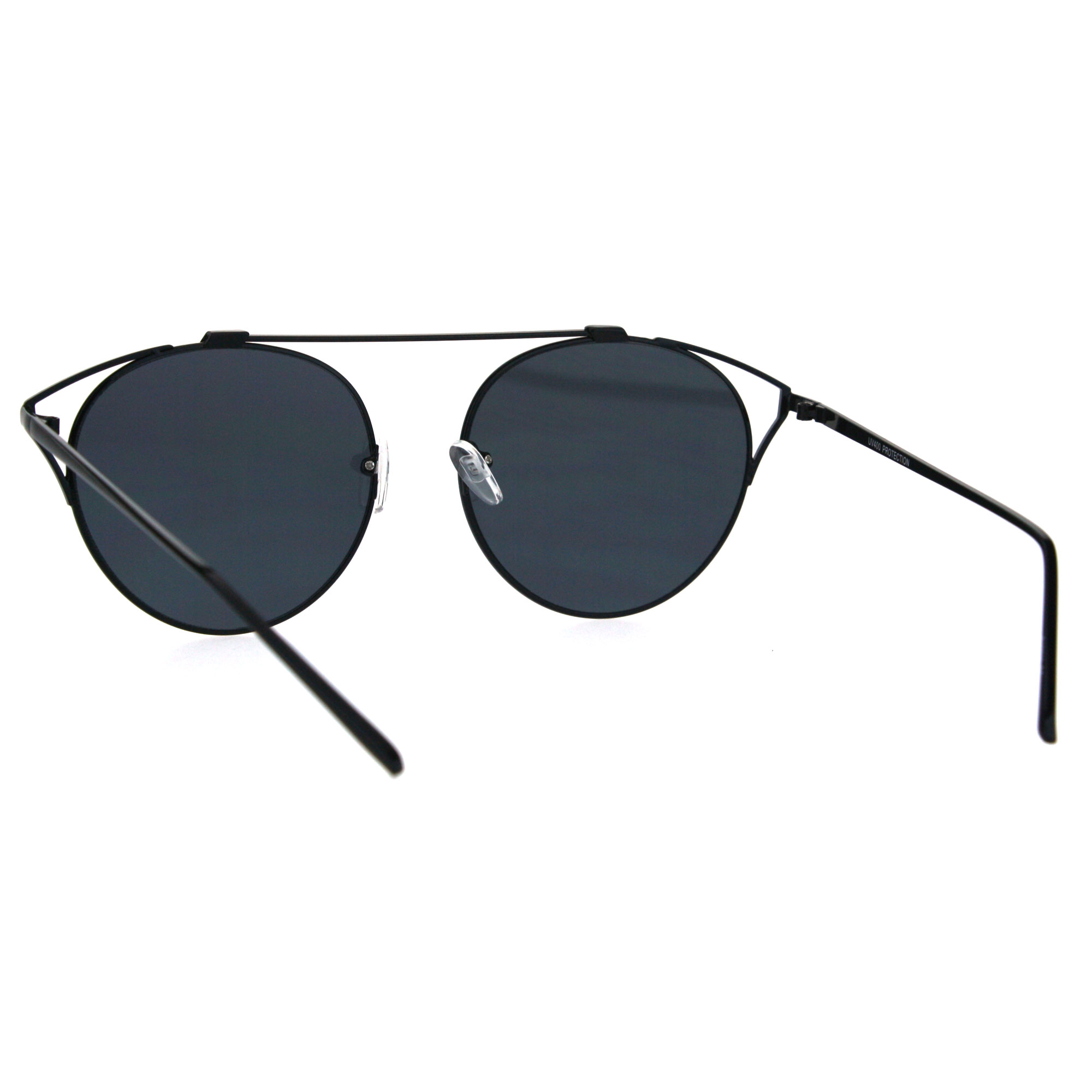 Bridgeless Top Flat Bridge Unique Retro Design Metal Horn Rim Sunglasses