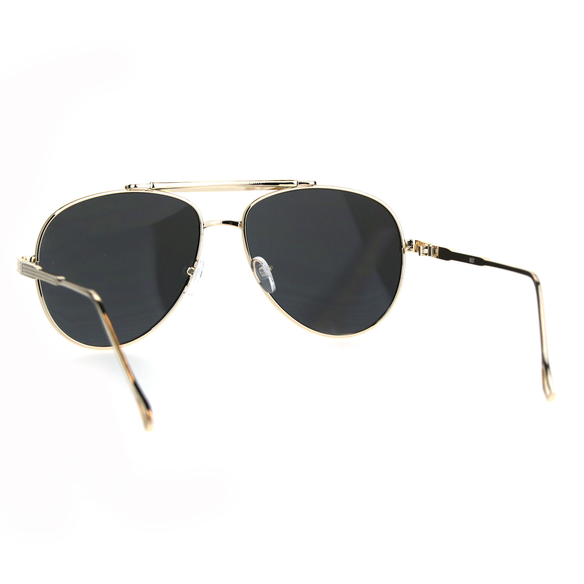 Luxury Mens Designer Gold Metal Rim Aviator Double Clip Bridge 