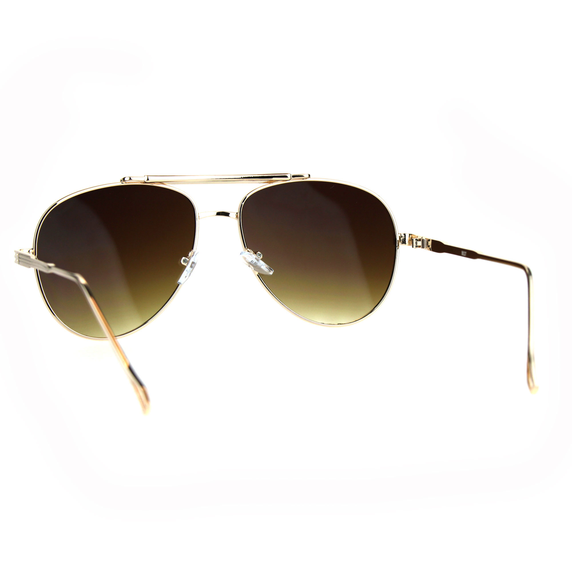 Luxury Mens Designer Gold Metal Rim Aviator Double Clip Bridge 