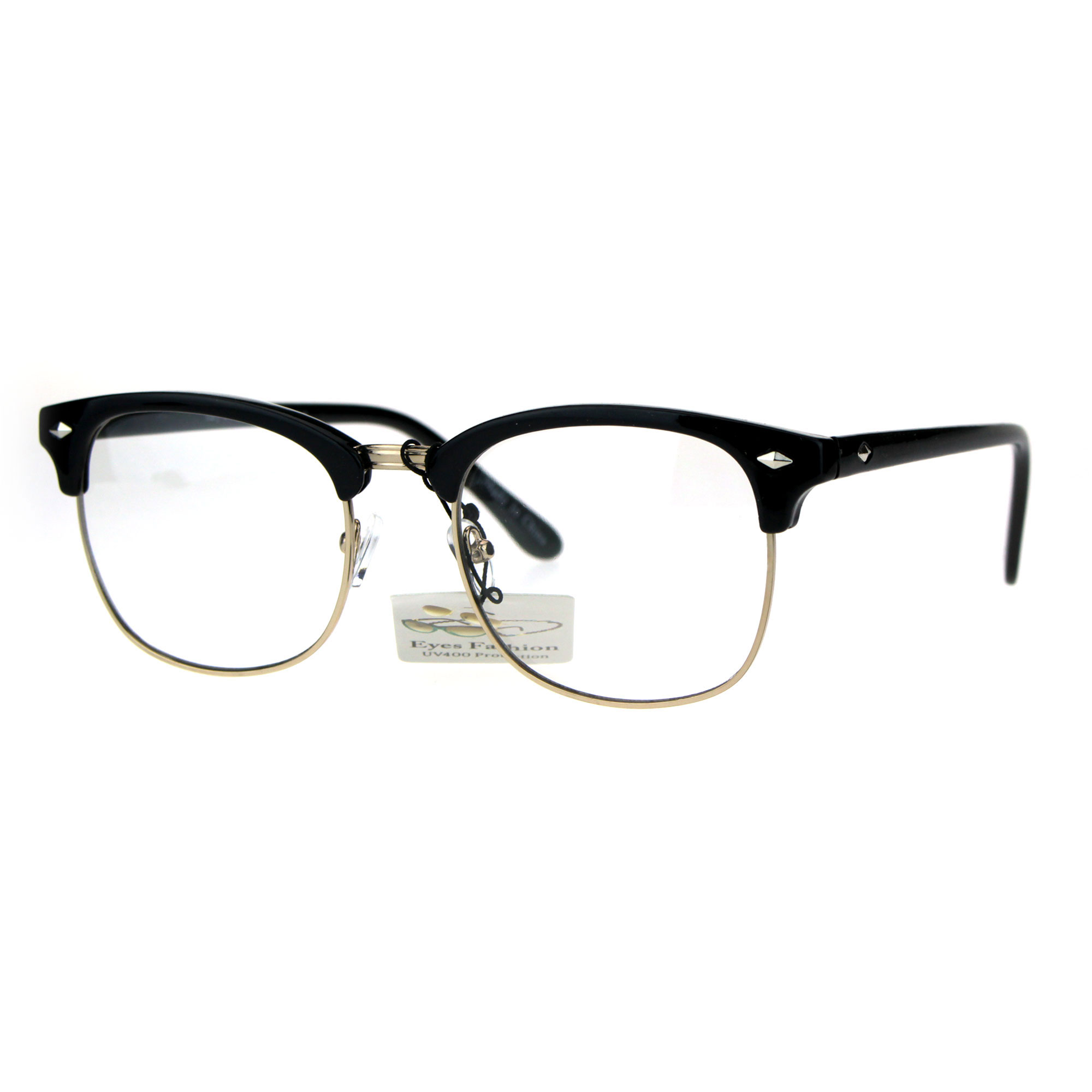 Mens Classic Horned Half Rim Hipster Nerdy Retro Eye Glasses Ebay