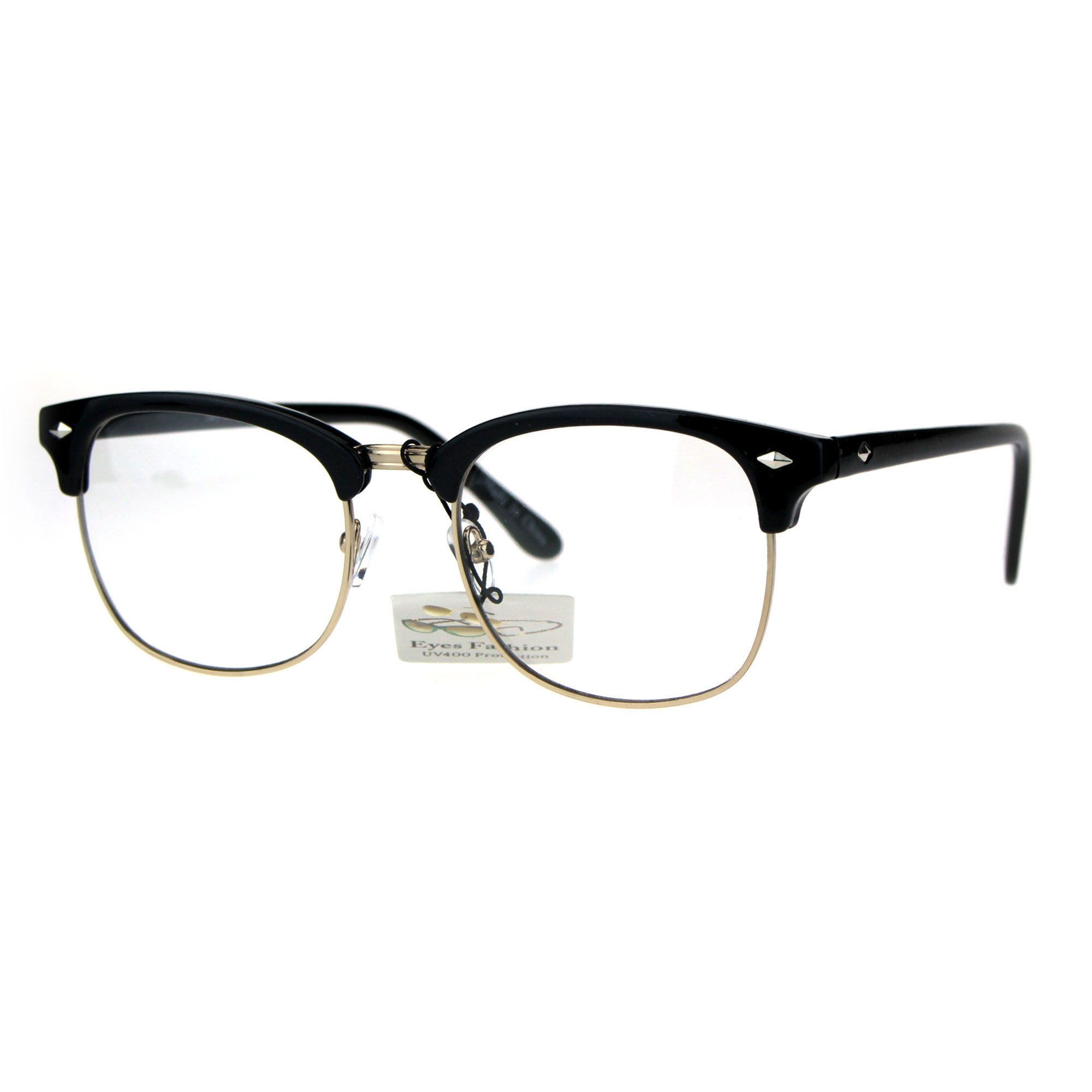 Mens Classic Horned Half Rim Hipster Nerdy Retro Eye Glasses Ebay 1755