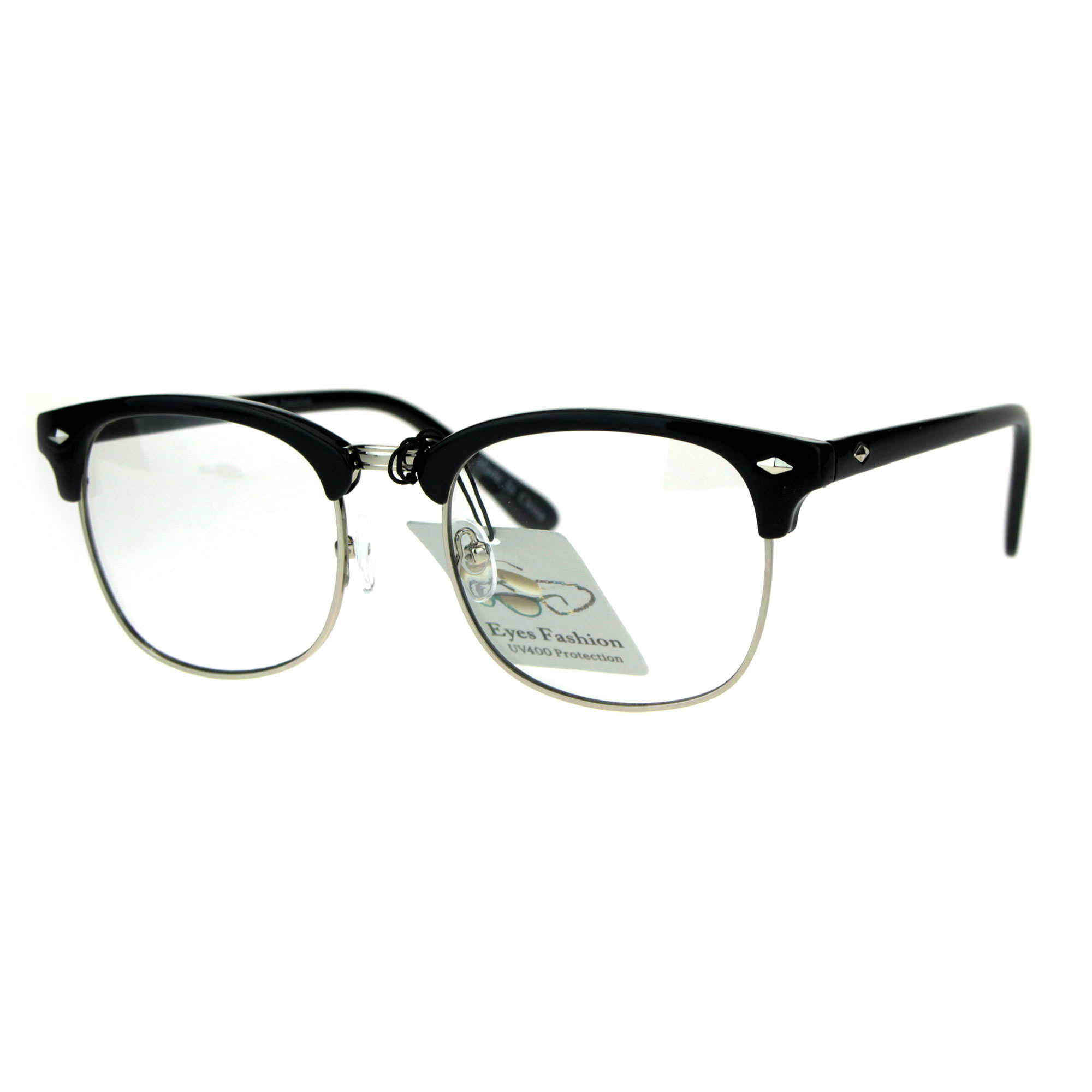 Mens Classic Horned Half Rim Hipster Nerdy Retro Eye Glasses Ebay 