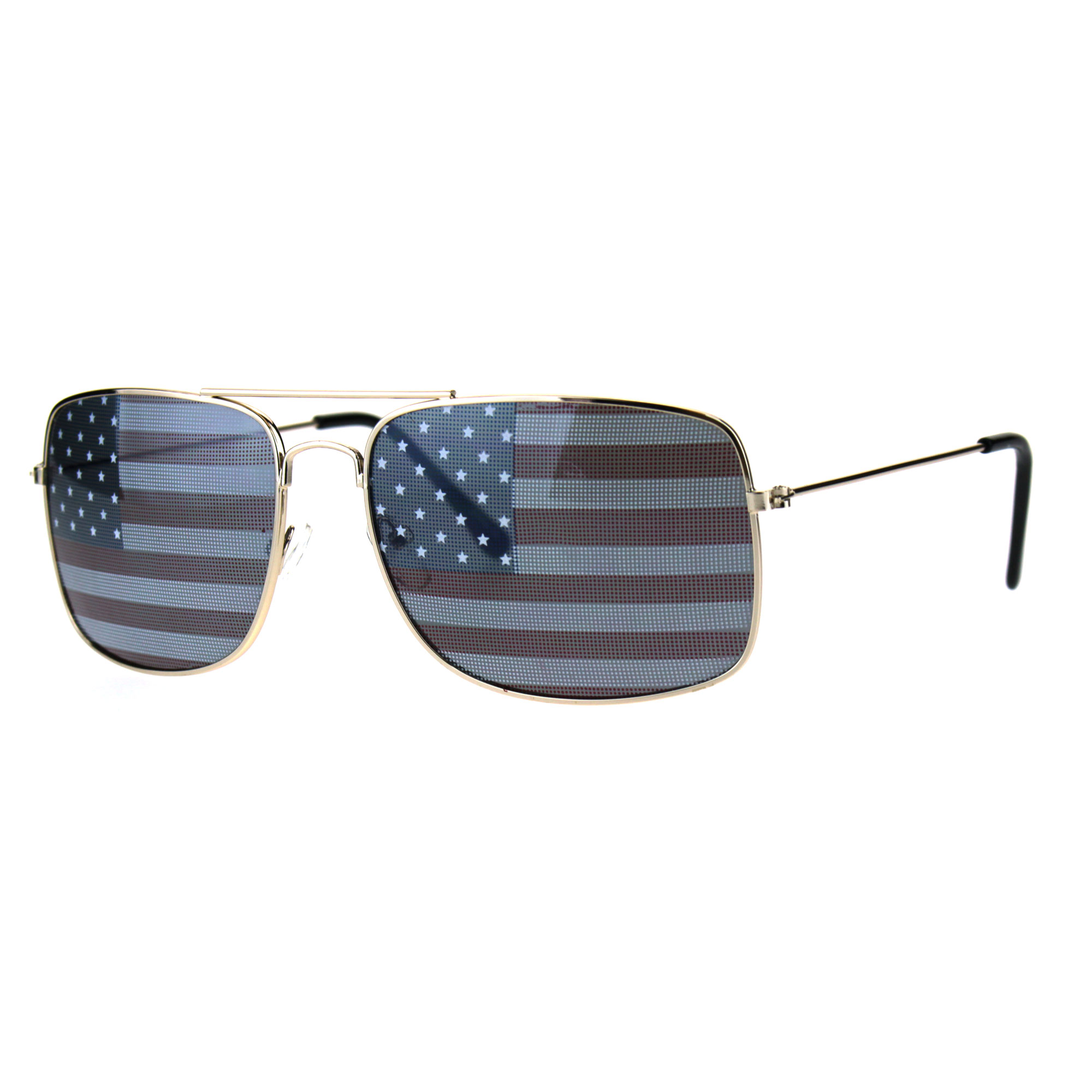 Mens American Usa Flag Imprint Lens Rectangular Sunglasses Ebay 