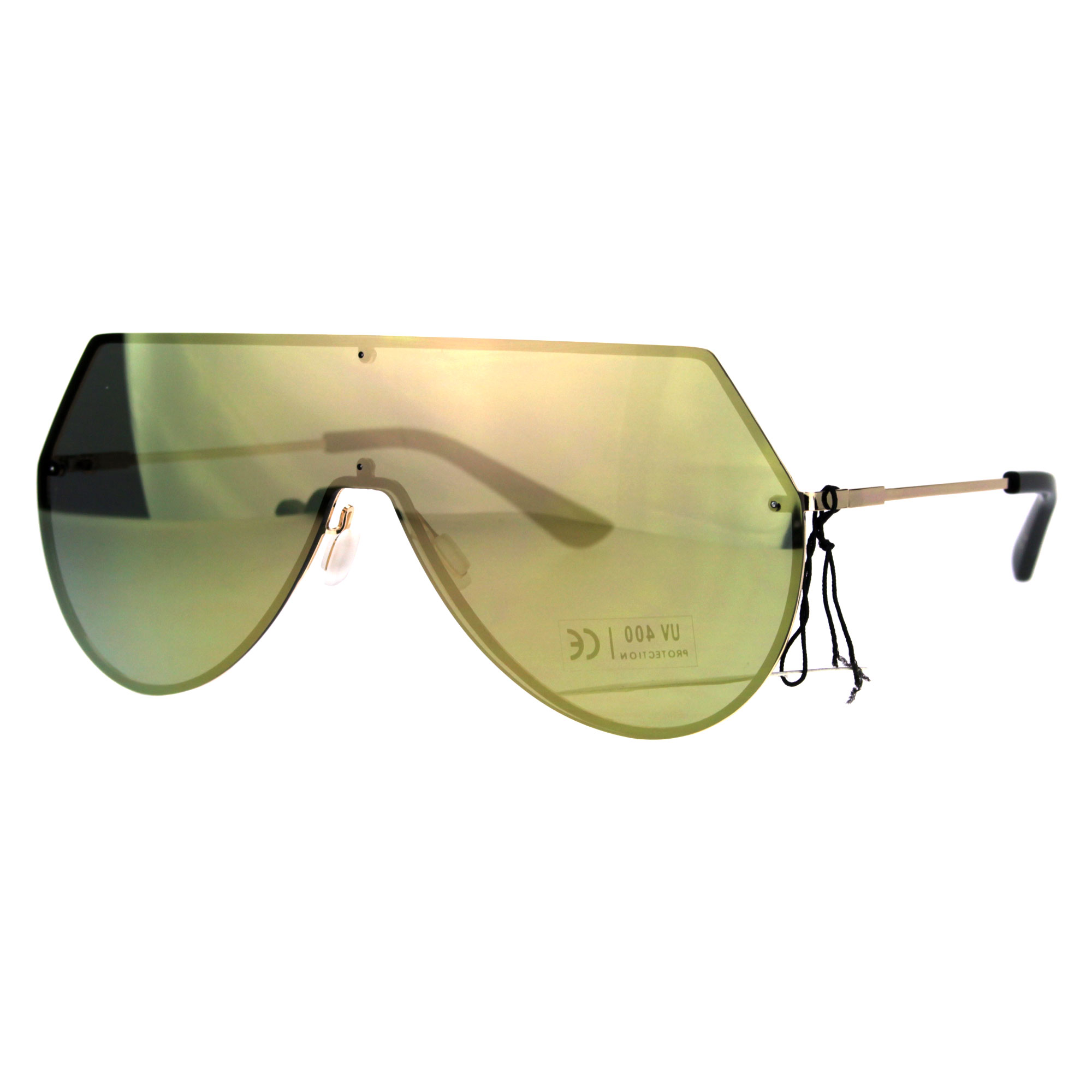 Racer Rimless Shield Oversize Futurism Robotic Metal Sunglasses Ebay