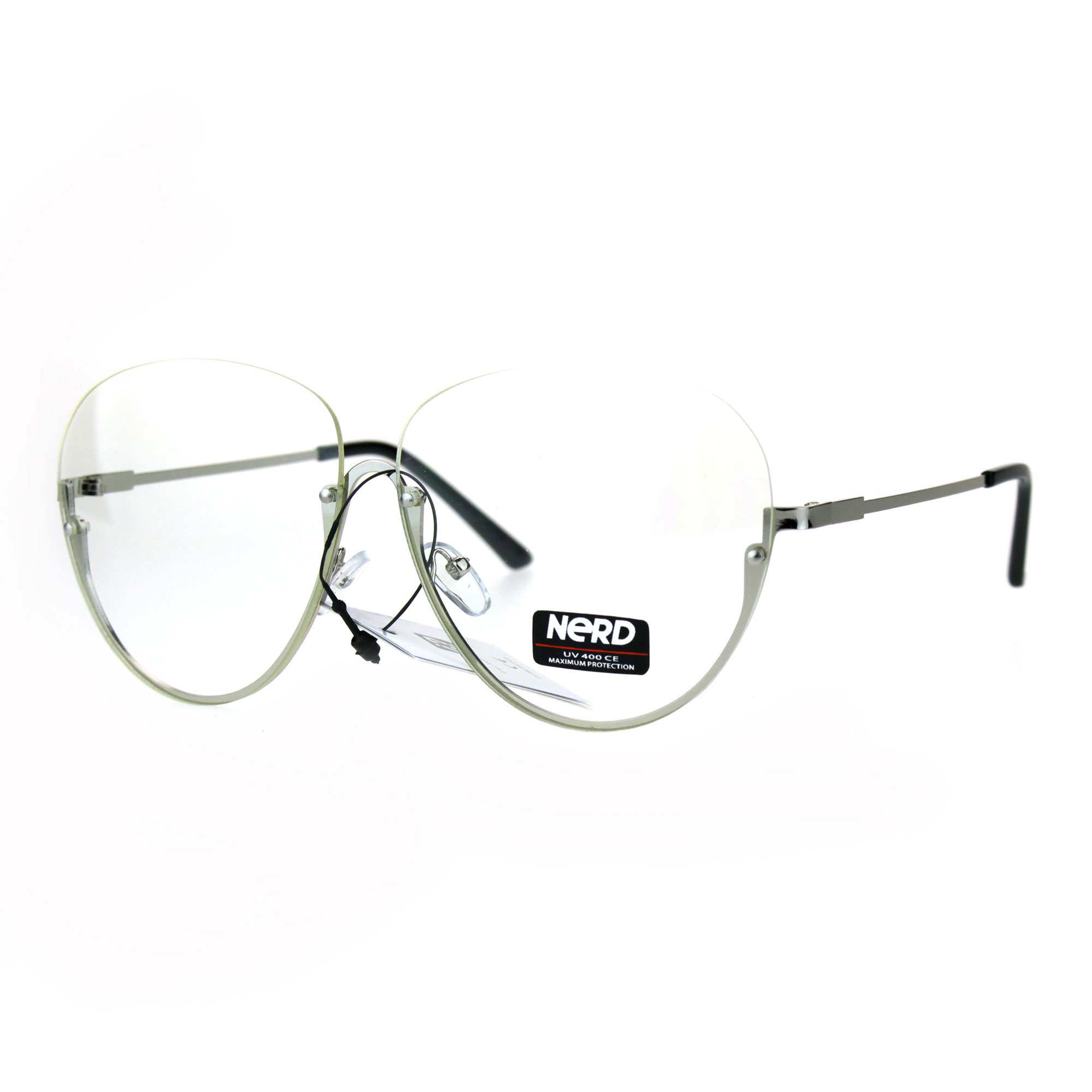 Womens Oversize Granny Upside Down Half Rim Clear Lens Eye Glasses Ebay 