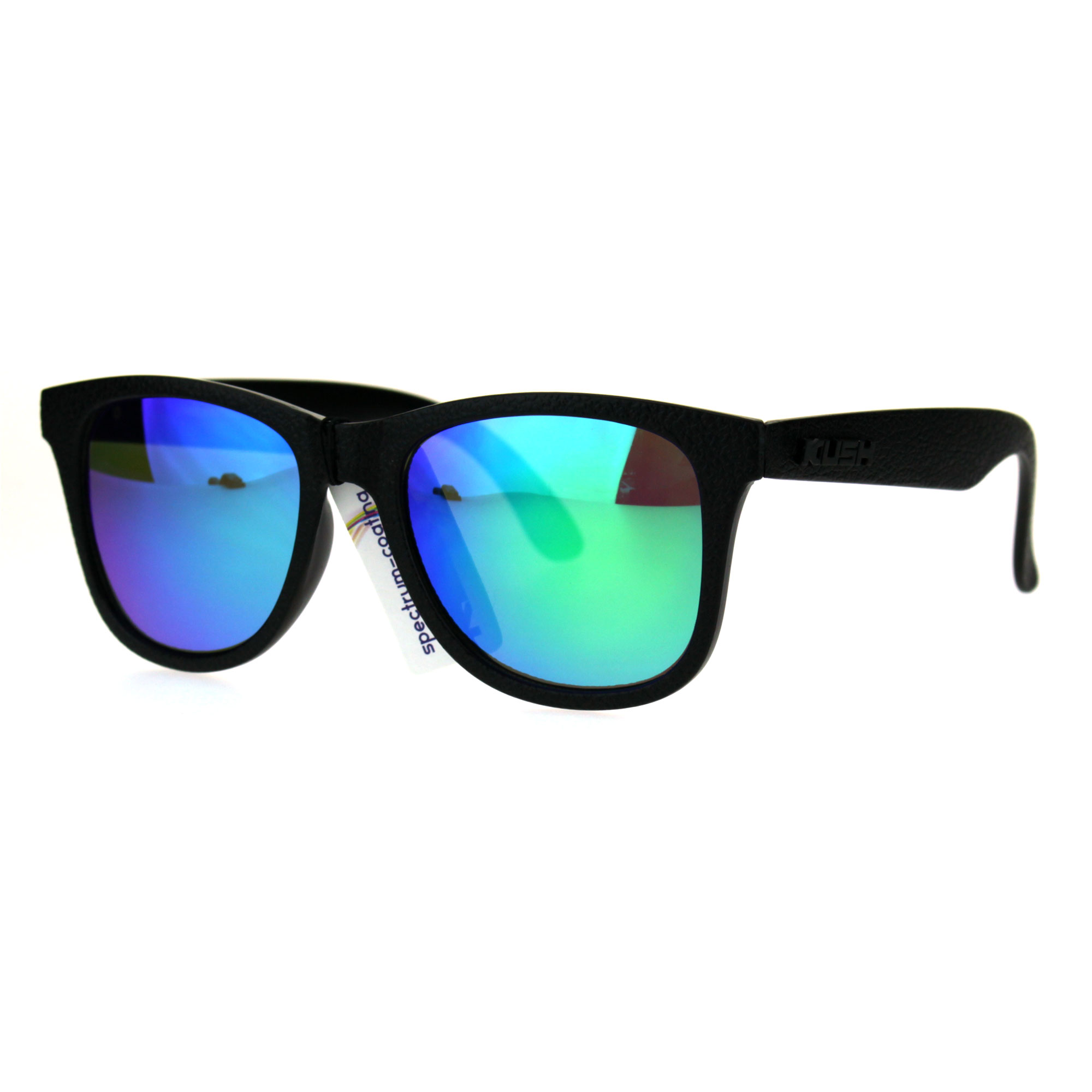 Mens Black Plastic Reflective Color Mirror Kush Horned Rim Hipster Sunglasses Ebay 