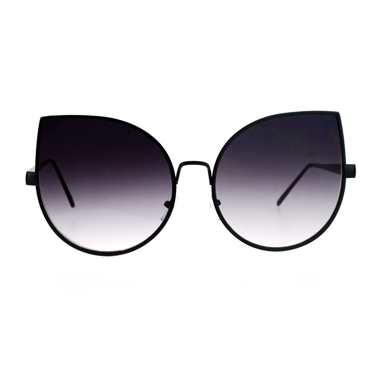 SA106 Gradient Flat Lens Bat Shape Metal Rim Cat Eye Circle Sunglasses ...