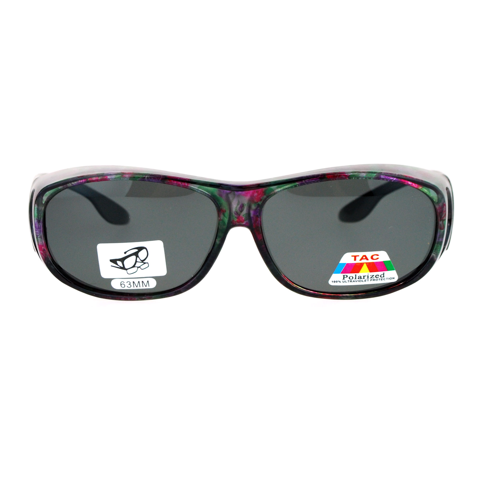 SA106 Polarized Womens 63mm Over the Glasses Rectangular Fit Over ...