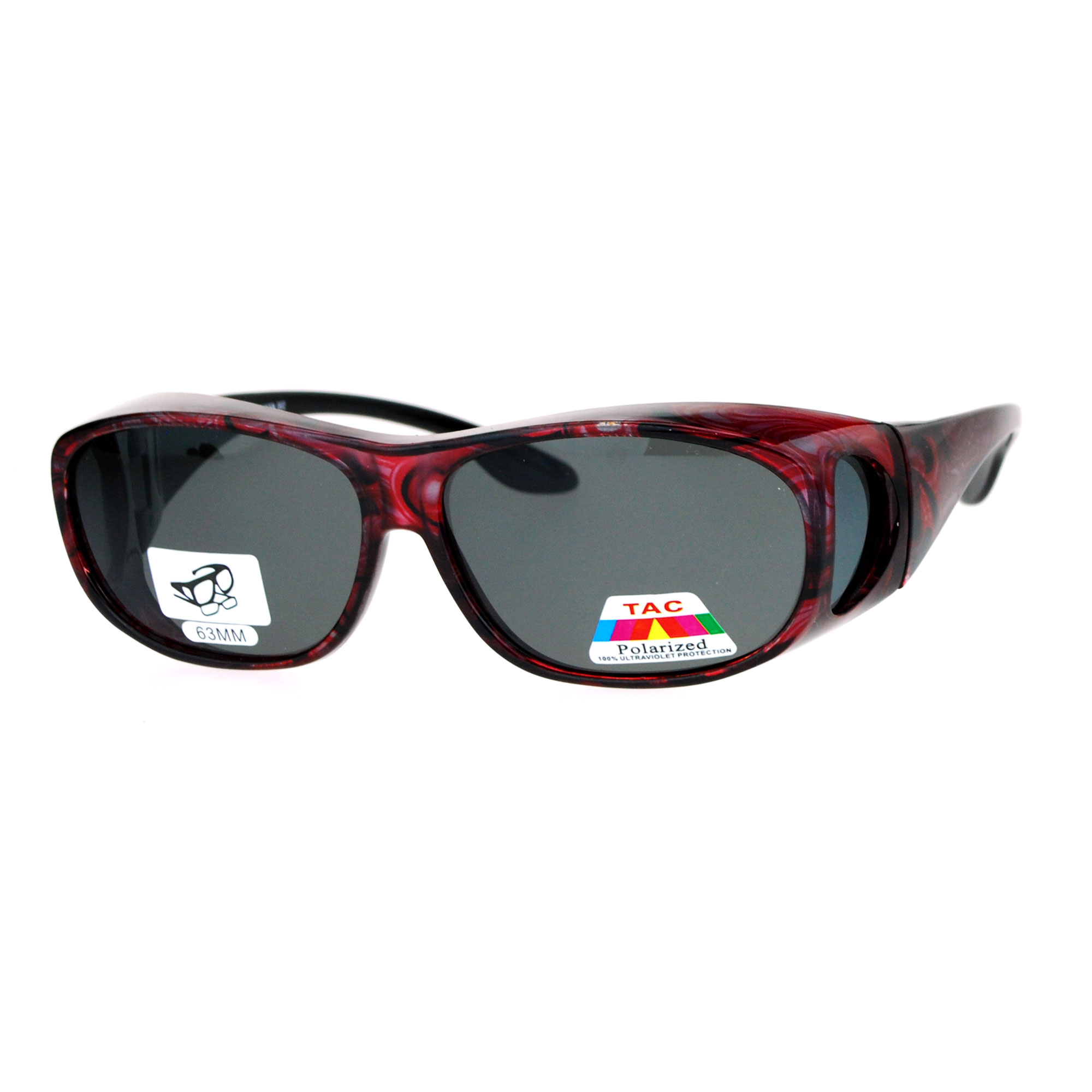 SA106 Polarized Womens 63mm Over the Glasses Rectangular Fit Over ...