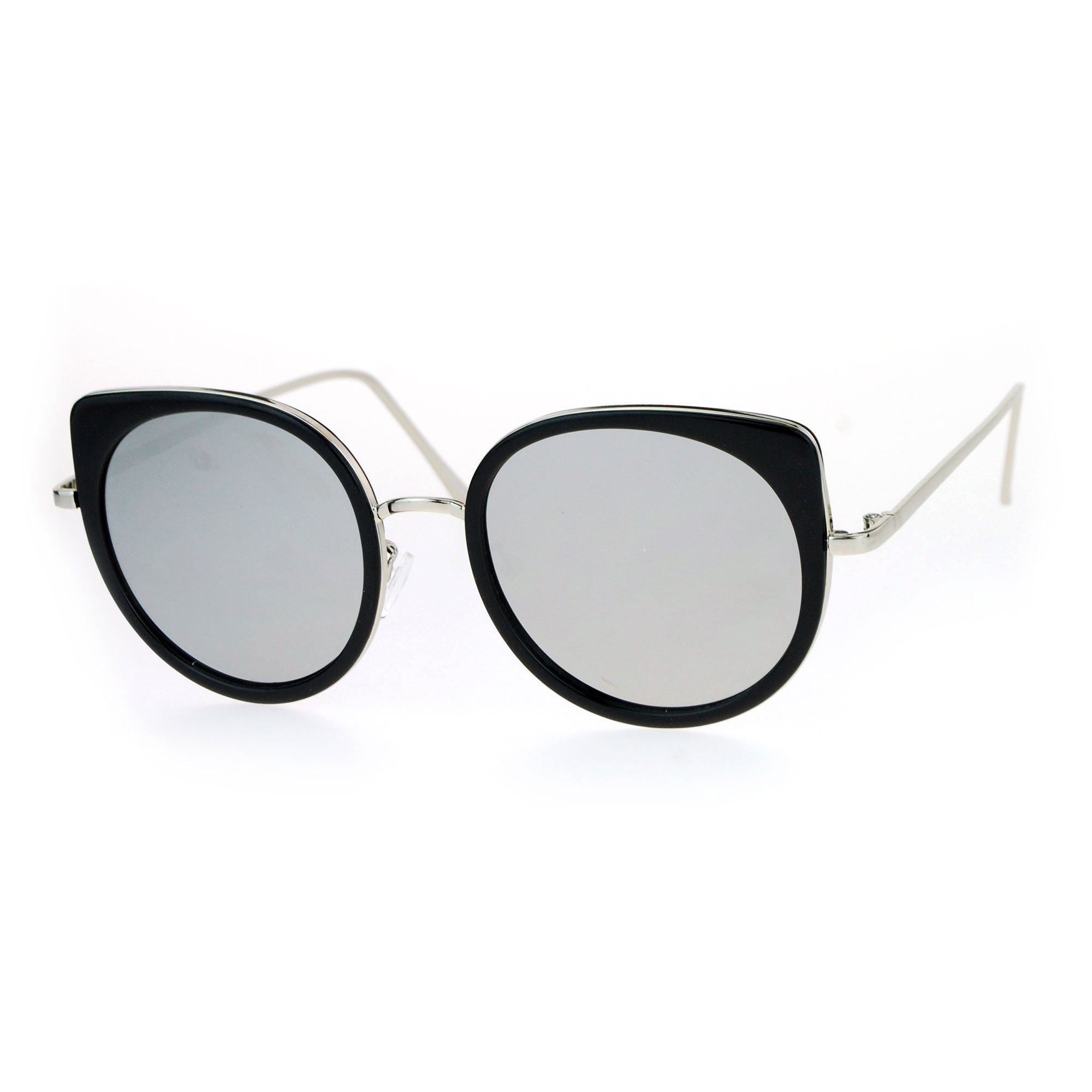 SA106 Flat Color Mirrored Round Cat Eye Womens Retro Sunglasses | eBay