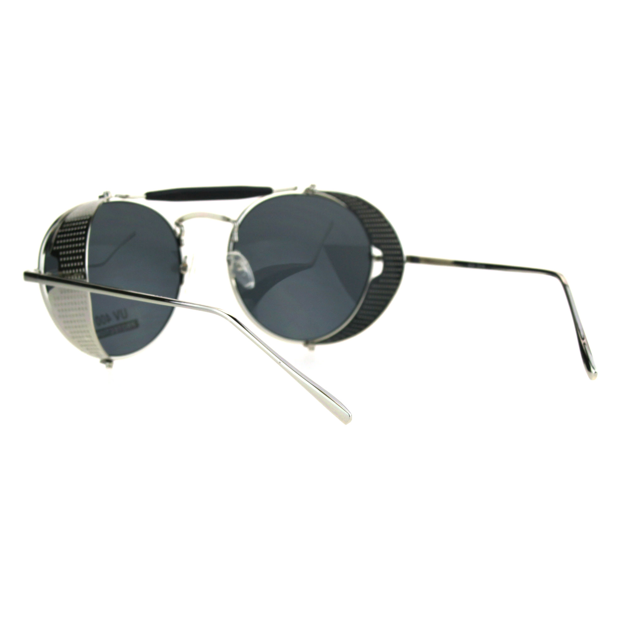Folding Mesh Side Visor Retro Round Metal Cafe Racer Sunglasses | eBay