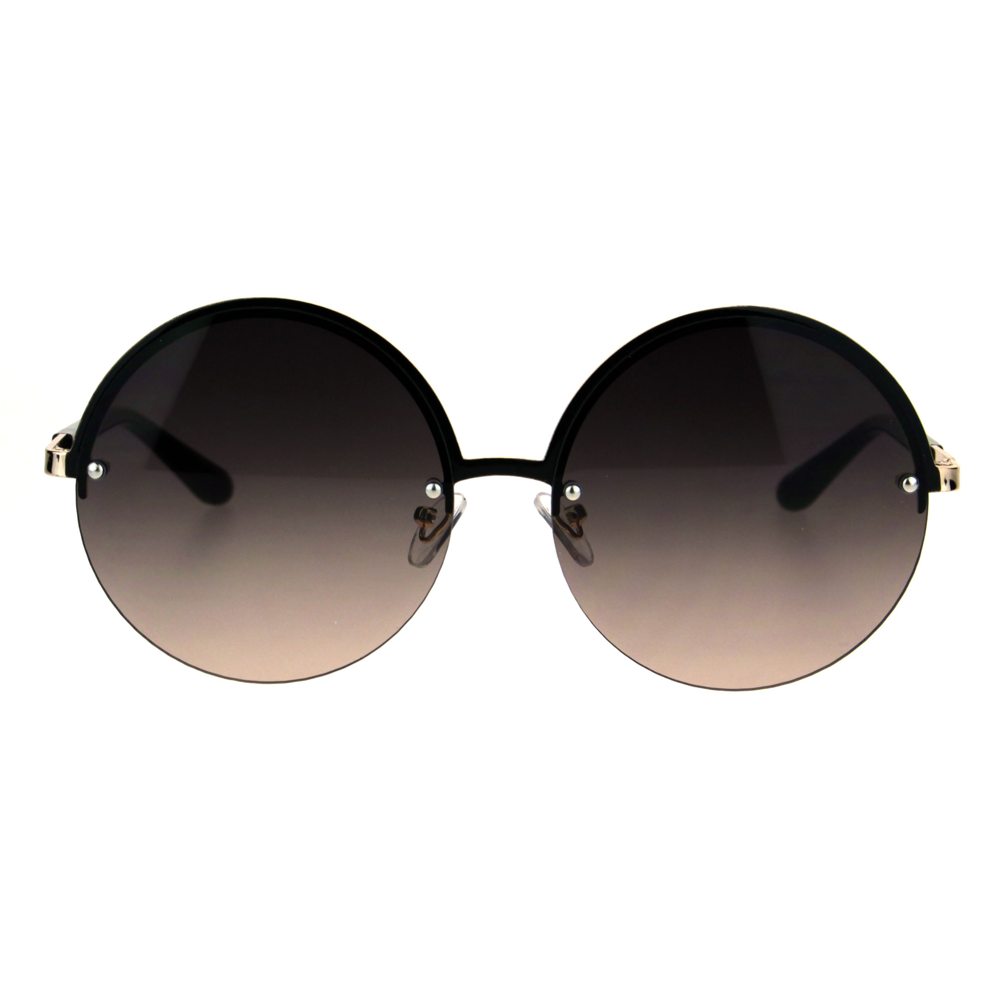 Womens Half Rim Circle Lens Round Hippie Groove Rimless Sunglasses | eBay