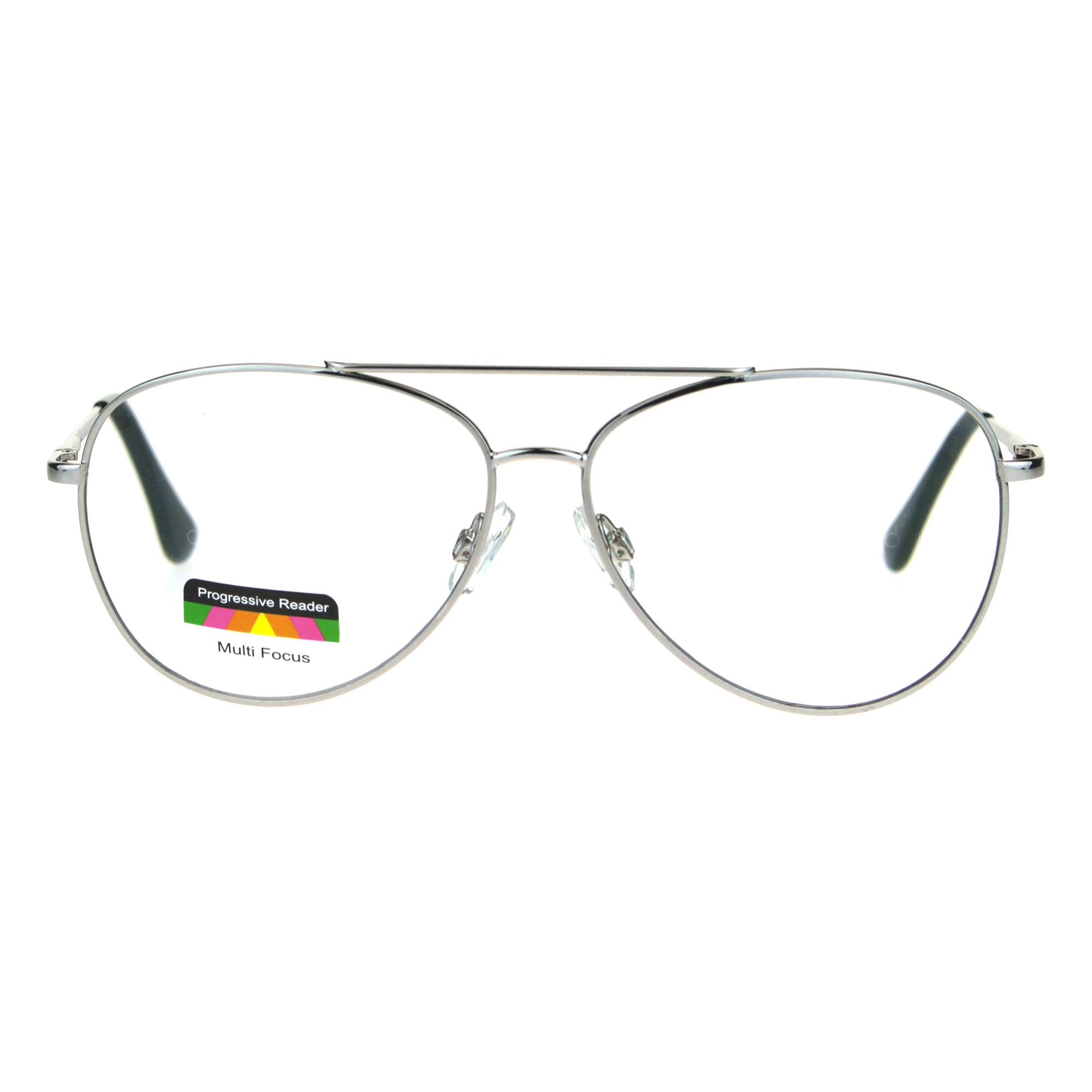 Mens metal rim officer aviator multi 3 power focus progressive reading