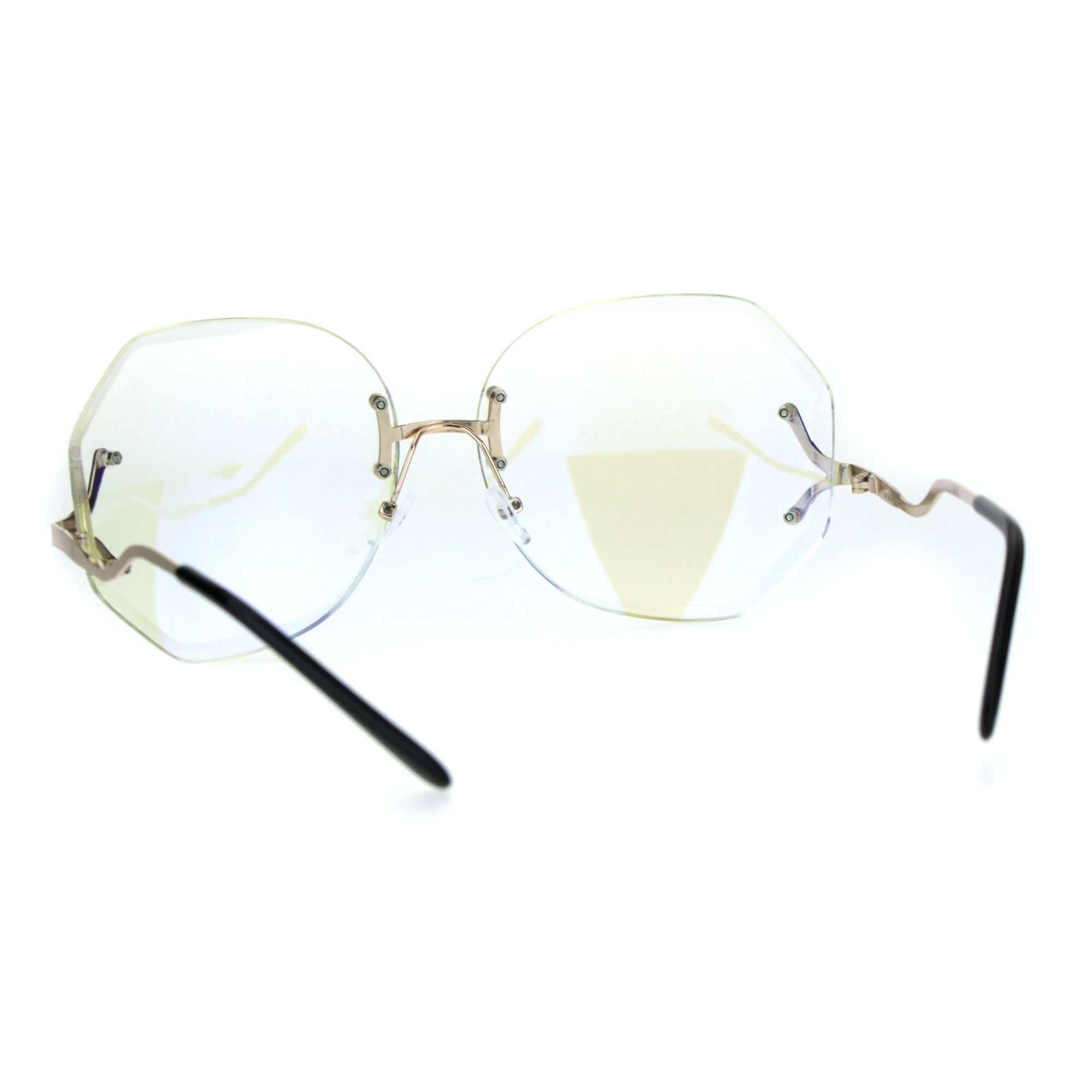 Womens Oversize Drop Temple Rimless Butterfly Diva Granny Eye Glasses 